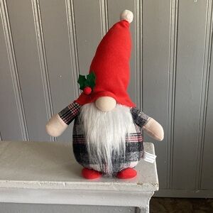 NWT- 16” Adorable Red Hat- Black, White & Red Plaid- Holiday Gnome Decorations